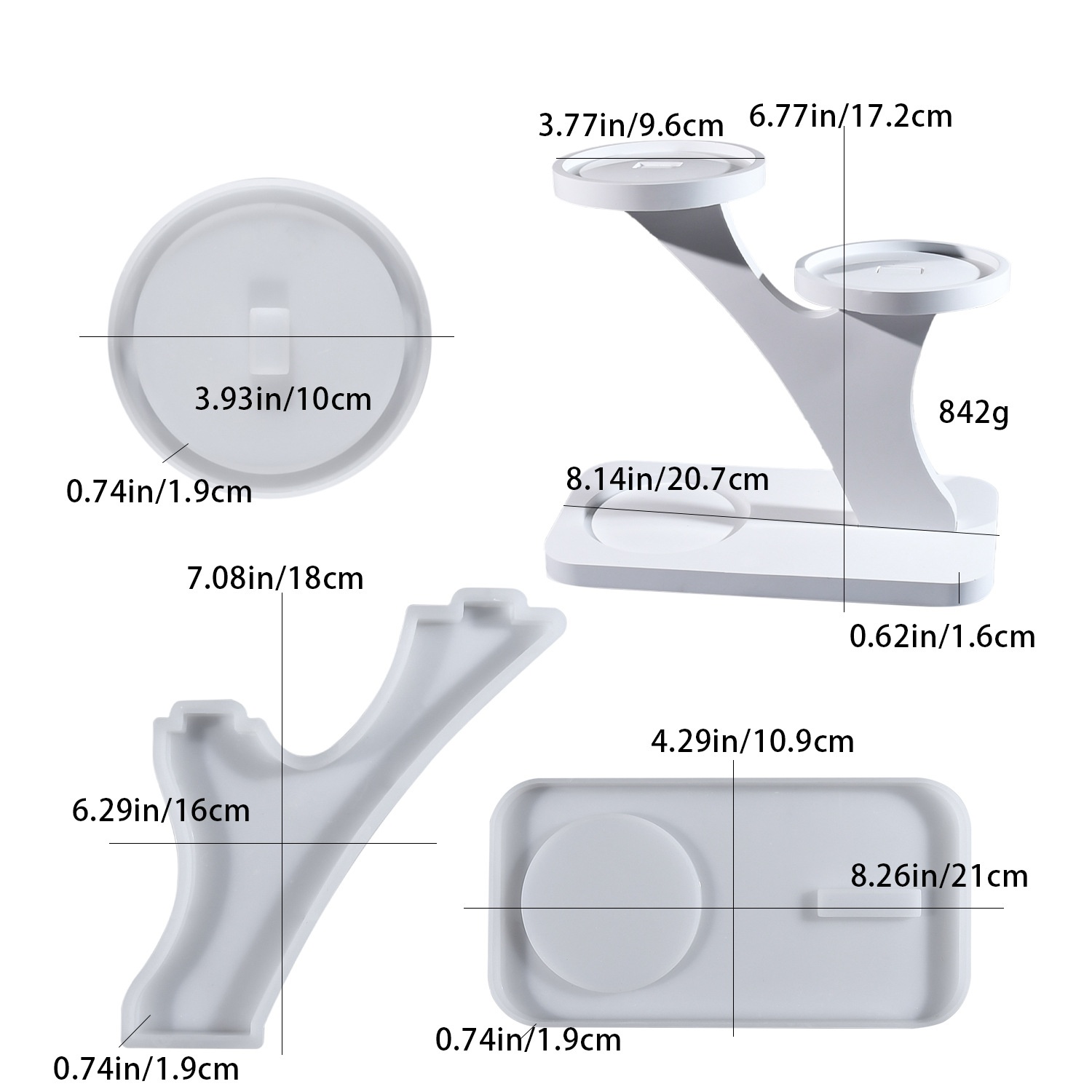 Candle Molds - แม่พิมพ์เรซิ่นอีพ็อกซี่ DIY สำหรับทำเชิงเทียน ตกแต่งแบบประกบกัน แม่พิมพ์ซิลิโคนสำหรับงานปูนปลาสเตอร์ ที่วางเทียน