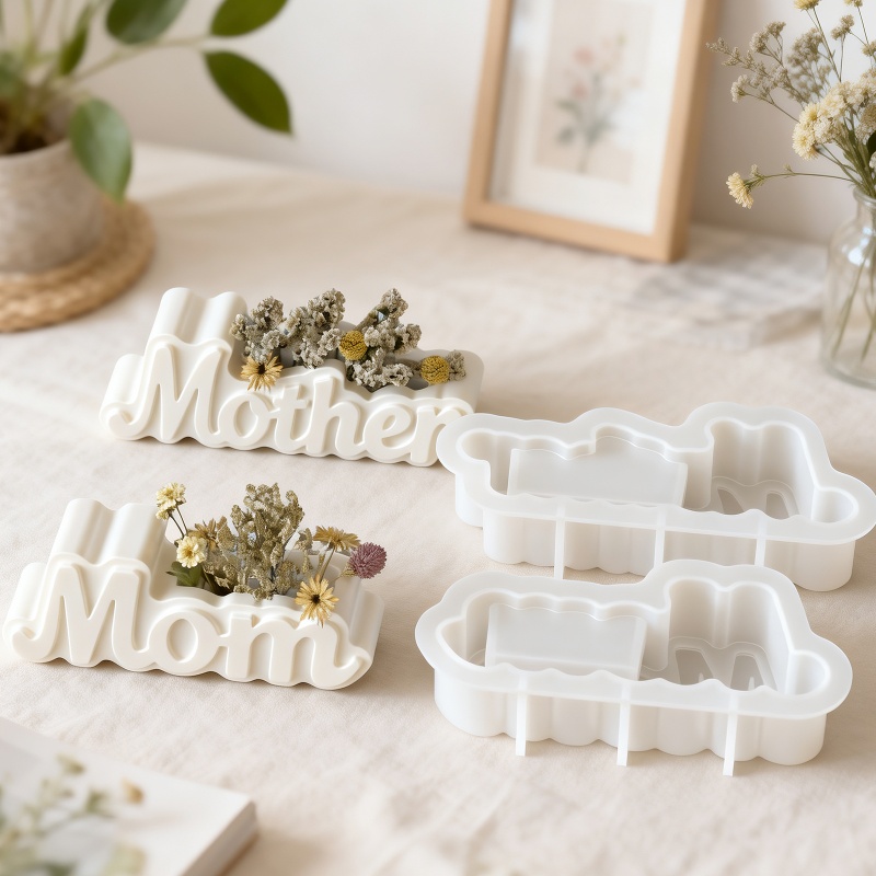 Candle Containers - แม่พิมพ์ซิลิโคนรูปทรงแจกันตัวอักษรภาษาอังกฤษ DIY สำหรับทำของตกแต่งบนโต๊ะ แม่พิมพ์เรซิ่น แม่พิมพ์เทียนหอม ภาชนะใส่ยิปซัม