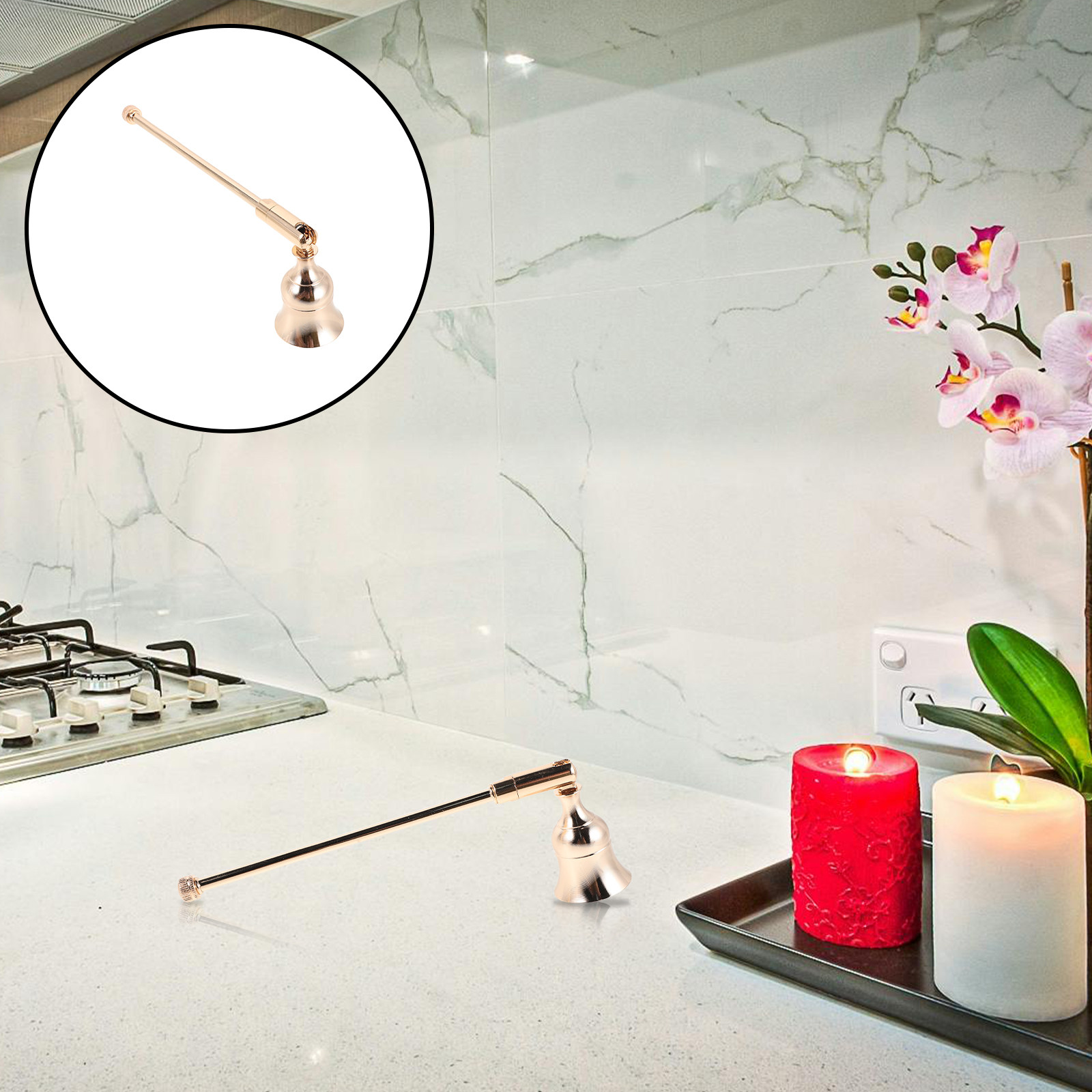 Candle Wick - ชุดที่ดับเทียน 2 ชิ้น ด้ามยาว ทำจากโลหะ รูปทรงระฆัง