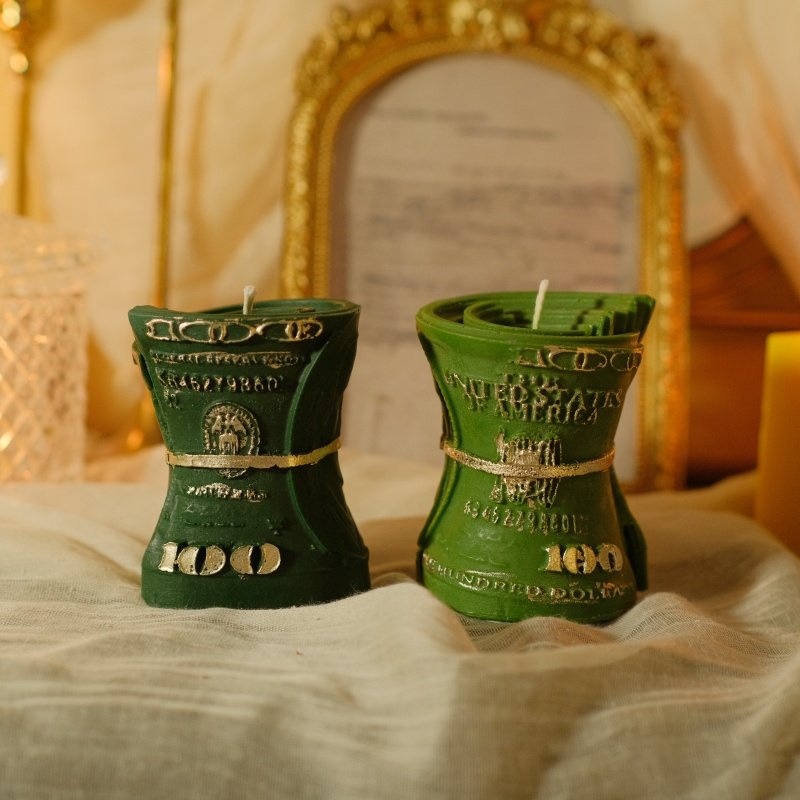 Soy Wax - เทียนขี้ผึ้งทำมือปี 2026 รูปทรงธนบัตรดอลลาร์สหรัฐ เทียนนำโชคสร้างสรรค์ สำหรับตกแต่งบ้านและเป็นของขวัญ