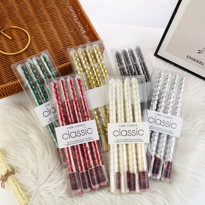 เทียนทรงสูงแบบยุโรป 4 ชิ้น พร้ - Silk Candle บทวิจารณ์และราคา