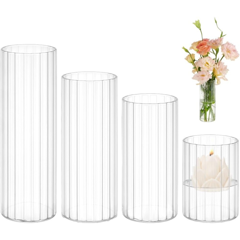 แจกันทรงกระบอกแก้ว 4 ขนาด 3.5/ - Candle Containers บทวิจารณ์และราคา