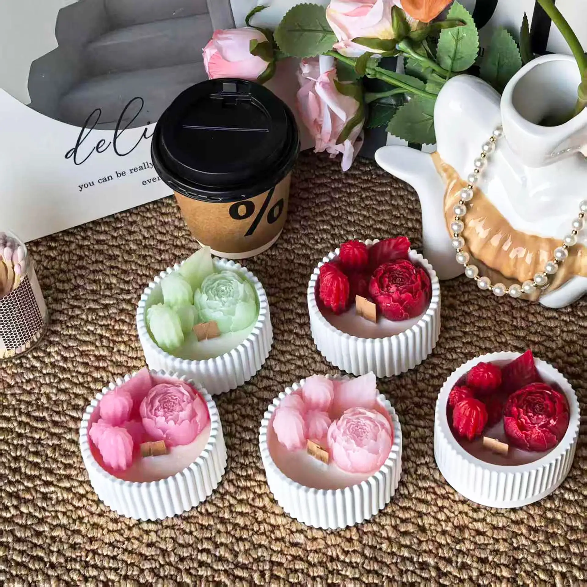 เทียนหอมกลิ่นกุหลาบ 2 ชิ้น พร้ - Paraffin Wax บทวิจารณ์และราคา